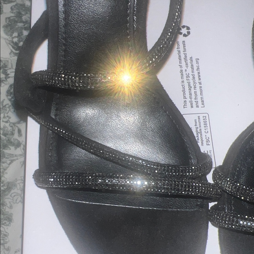 Nine West Black Glitter Strappy Heels - Picture 3 of 5